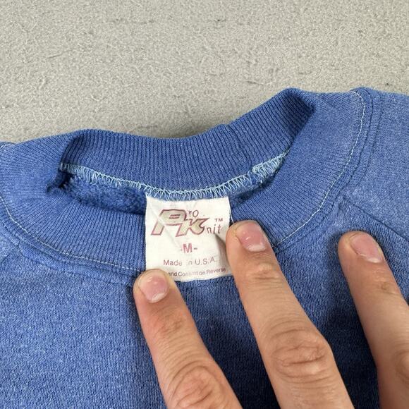 Vtg 80s Silicon Valley California Crew Neck Men’s Medium Blue Pullover - Picture 6 of 16
